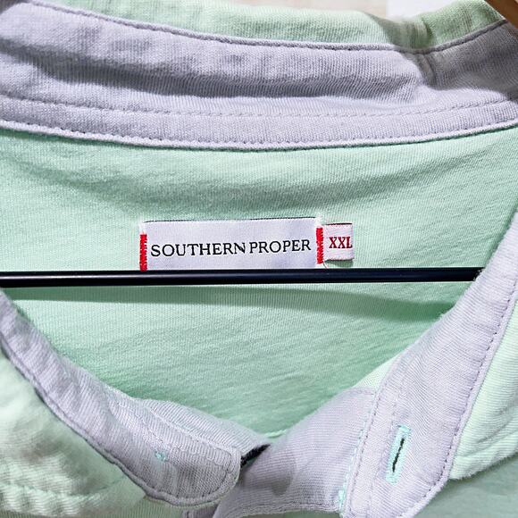 Southern Proper Soft Jersey Polo Shirt Green Short Sleeve Preppy Mens XXL 2XL - Picture 7 of 8